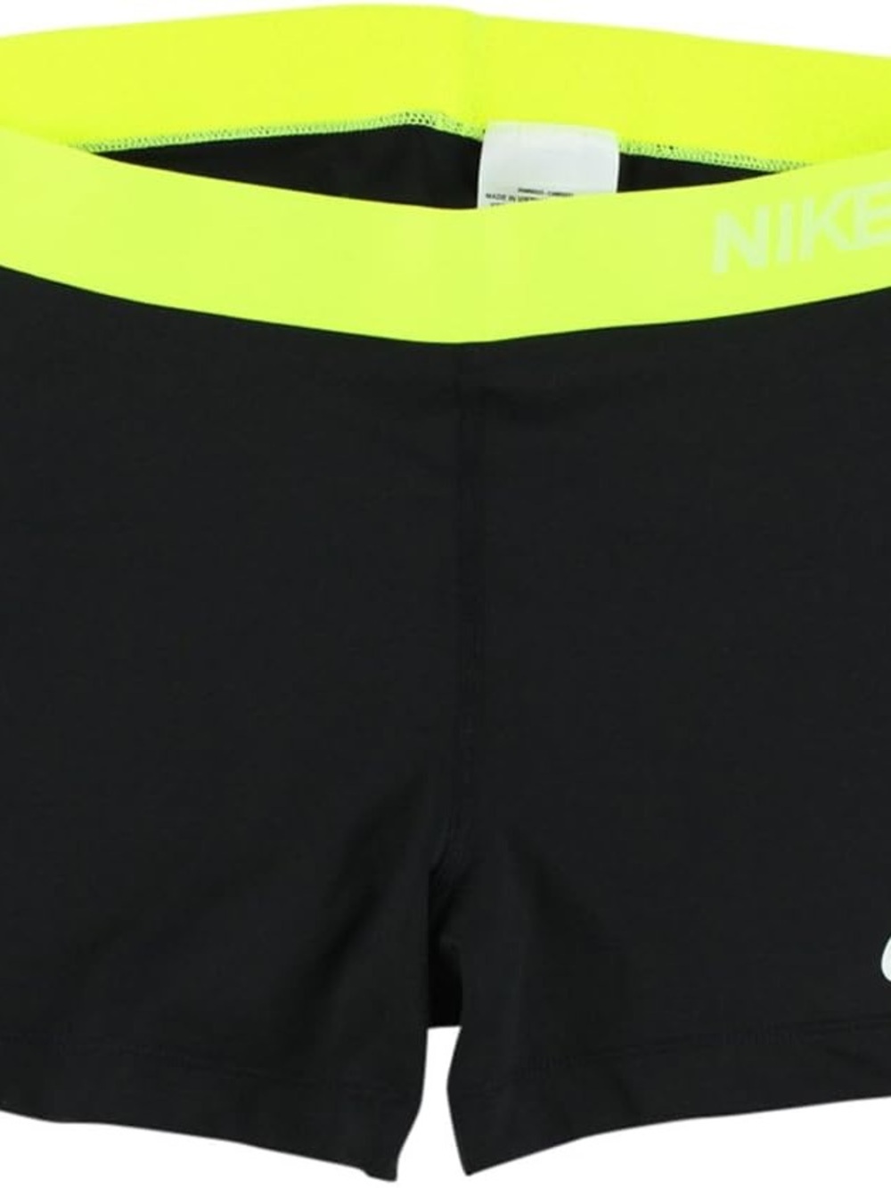 Nike Black Shorts with Neon Yellow Waistband L